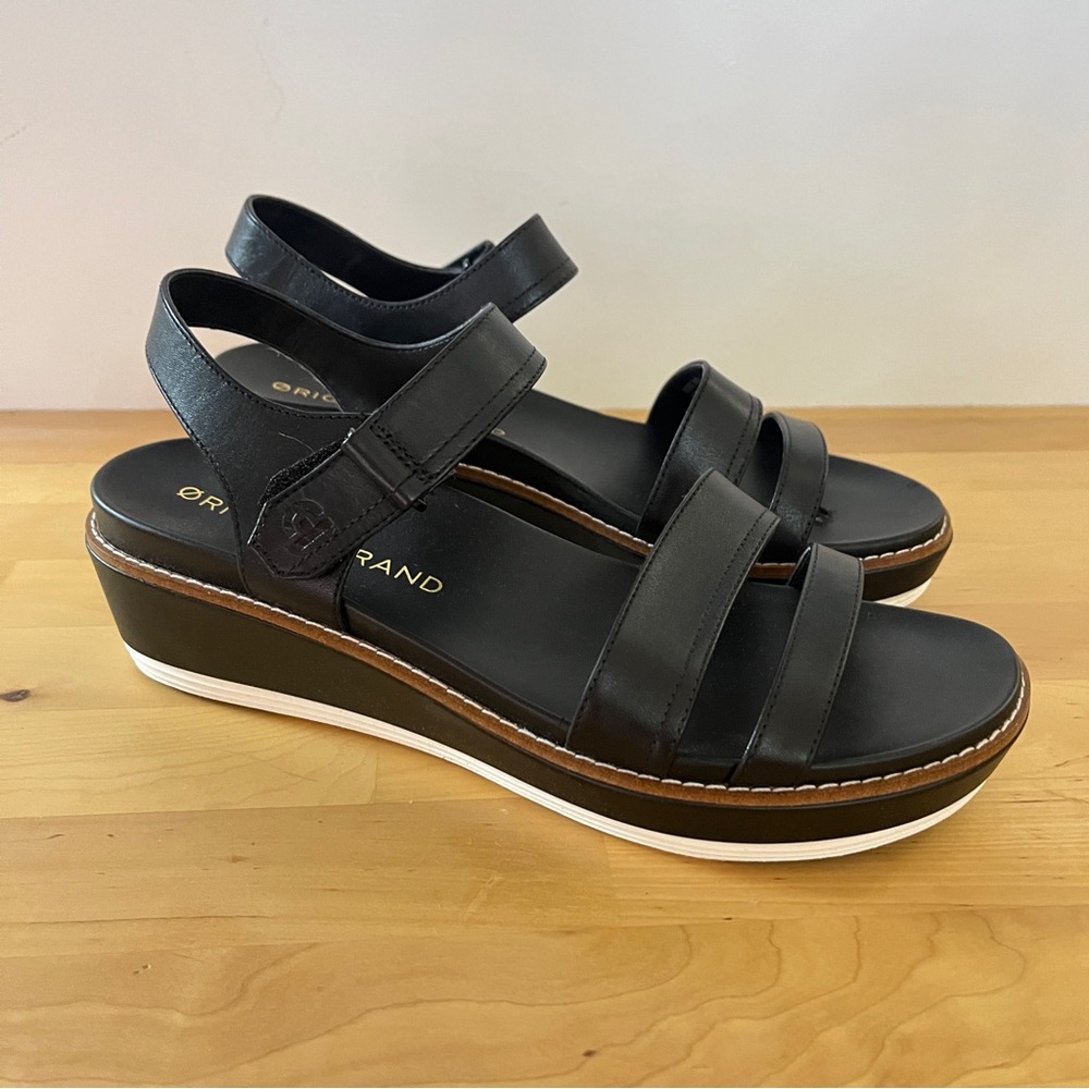 Cole Haan Black Leather Platform Sandals